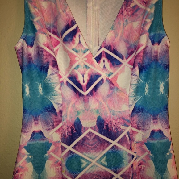 Blue, Pink, Purple Multi Colored Formfitting Dress - Picture 3 of 3